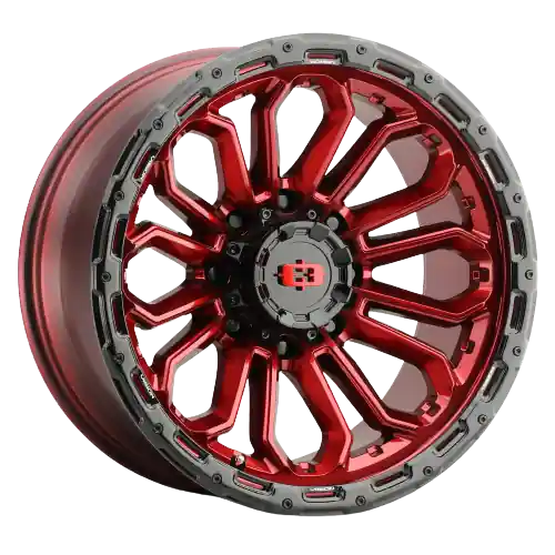 Vision Off-Road 405 Korupt 8x165.1 17x9+12 Gloss Red w/Gloss Black Lip Free Returns