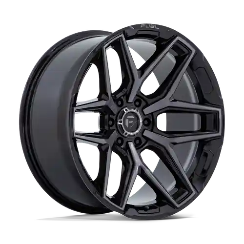 Fuel 1PC FLUX 6X139.7 20X9 +20 GLOSS BLACK BRUSHED FACE WITH GRAY TINT Fan Favorite