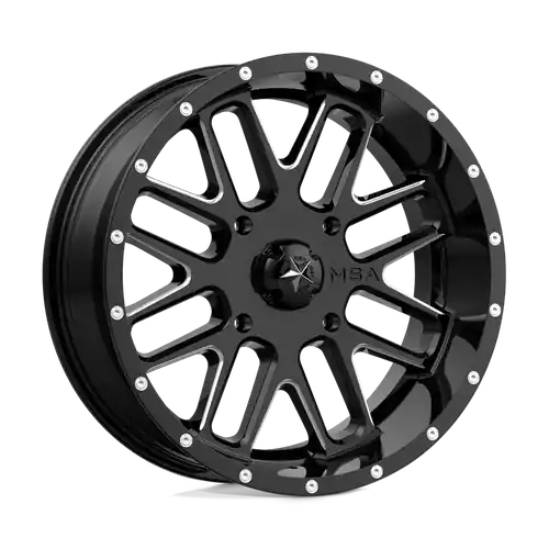 Free Returns MSA Offroad Wheels M35 BANDIT 4X156 22X7 +0 GLOSS BLACK MILLED