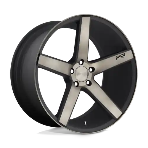 Niche 1PC M134 MILAN 5X114.3 19X8.5 +35 MATTE BLACK MACHINED WITH DOUBLE DARK TINT Free Delivery