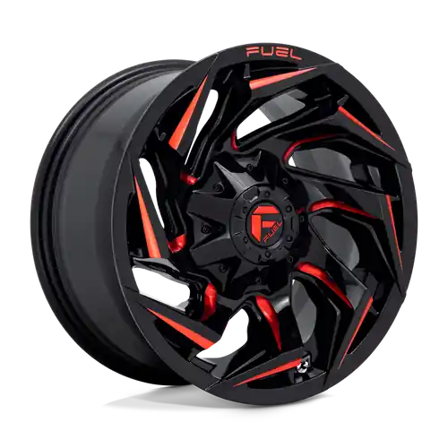 Price Cut Fuel 1PC D755 REACTION 5X139.7/5X150 18X9 +1 GLOSS BLACK MILLED WITH RED TINT