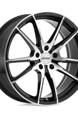Petrol P0A 5X110 17X8 +40 GLOSS BLACK W/ MACHINED CUT FACE Instant Buy