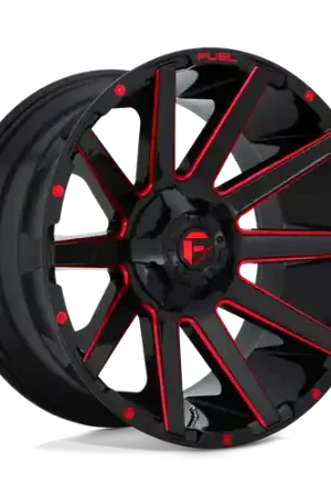 Affordable Fuel 1PC D643 CONTRA 6X135/6X139.7 18X9 -12 GLOSS BLACK RED TINTED CLEAR