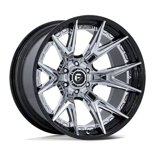 Super Sale Fuel 1PC FC402 CATALYST 6X139.7 24x12 -44 CHROME WITH GLOSS BLACK LIP