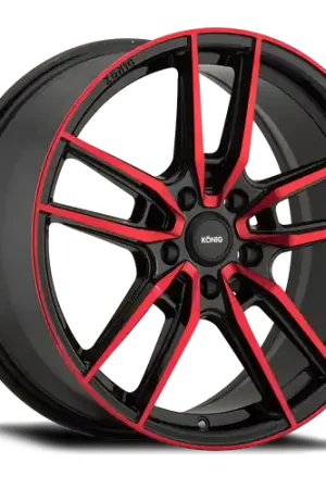 Time-Limited Konig Myth 5x108 18x8+43 Gloss Black w/ Red Tinted Clearcoat