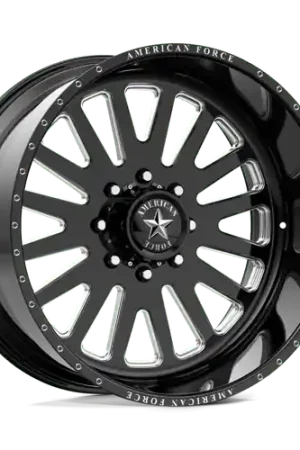American Force F20 Atom SS 8X180 22X12 -40 GLOSS BLACK MACHINED In Demand
