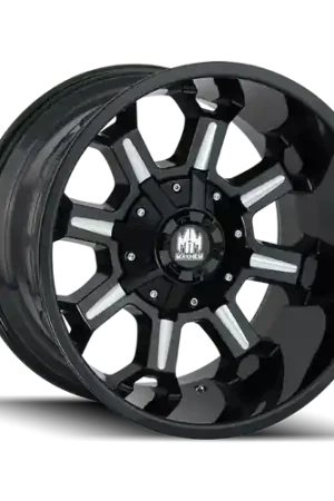 Mayhem Combat 8105 8x165.1/8x170 18x9+18 Gloss Black/Milled Spokes Big Sale