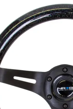 NRG Classic Wood Grain Steering Wheel (310mm) Black Sparkle w/Blk 3-Spoke Center Editor’s Pick