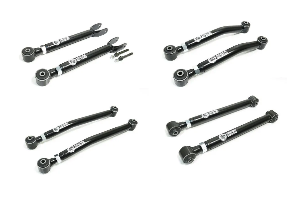 Warranty Included Adjustable Front Upper + Lower and Rear Upper + Lower Control Arms For 0-4.5 Inch Lift 8 pc Kit 18-24 Wrangler JL Freedom Off-Road