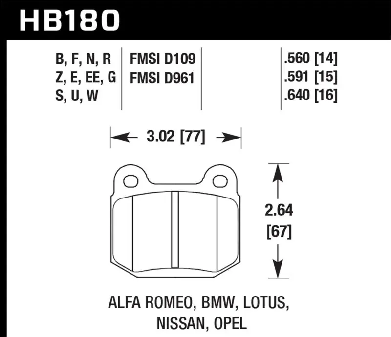 New Release Hawk 03-06 Evo / 04-09 STi / 03-07 350z Track edition/G35 w/ Brembo HPS Street Rear Brake Pads