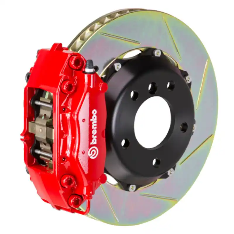 In Demand Brembo 03-08 SL500/SL550/09-12 SL550 Rear GT BBK 4 Pist Cast 2pc 328x28 2pc Rotor Slotted Type1-Red