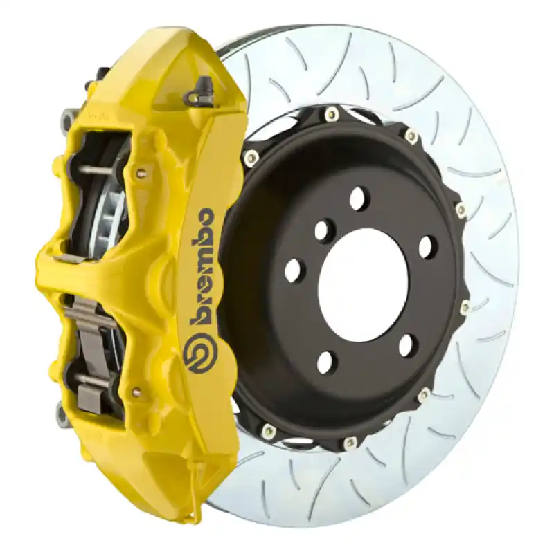 Brembo 15-19 Golf R Front GT BBK 6 Piston Cast 380x34 2pc Rotor Slotted Type3- Yellow Authentic