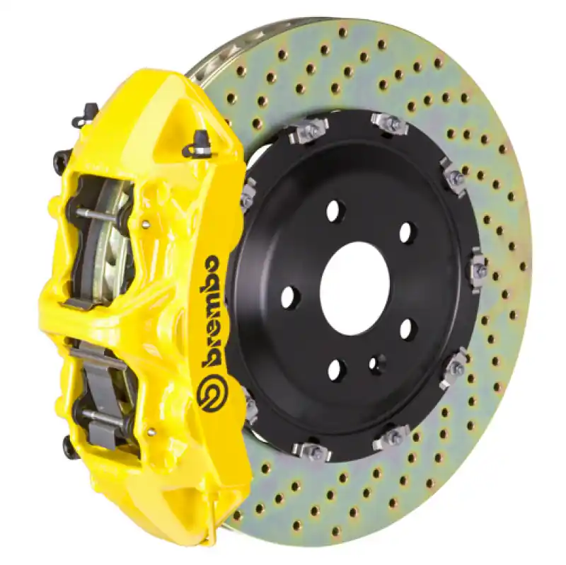 Popular Brembo 93-98 Supra Front GT BBK 6 Piston Cast 380x34 2pc Rotor Drilled- Yellow