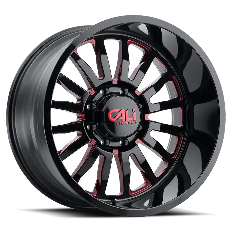 Best Choice Cast Aluminum Wheels Summit 9110 GB-RD 20x10 Red Milled Spokes Gloss Black 5 On 127 Bolt Pattern -25 Offset Cali Offroad Wheels