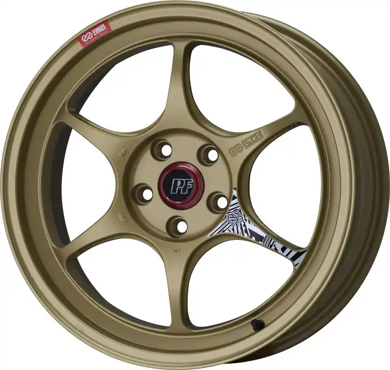 Enkei PF06 18x9in 5x120 BP 28mm Offset 72.5mm Bore Gold Wheel MOQ 40 Best Seller