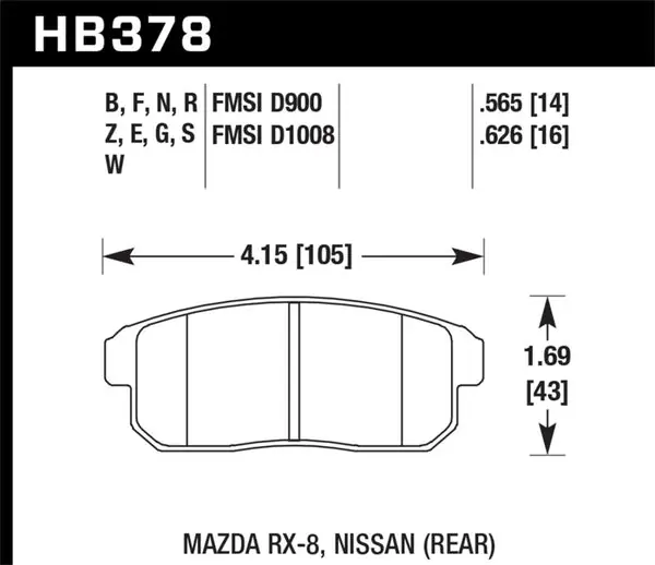 Best Seller Hawk 2001-2001 Infiniti G20 (Made On or After 12-1-01) HPS 5.0 Rear Brake Pads