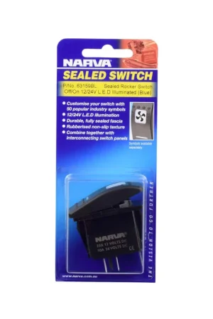 Narva 63159BL 12\\/24V Off\\/On LED Illuminated Sealed Rocker Switch (Blue) Holiday Sale