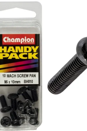 Today Only Champion Pack of 10 M5 x 10mm Black, Zinc Plated, Philips Pan Head Machine Screws - BH810