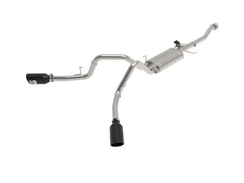 aFe Gemini XV 3in 304 SS Cat-Back Exhaust 2021-2023F-150 V6 2.7L/3.5L (tt)/V8 5.0L w/ CO Black Tips - 49-33129-B Crafted